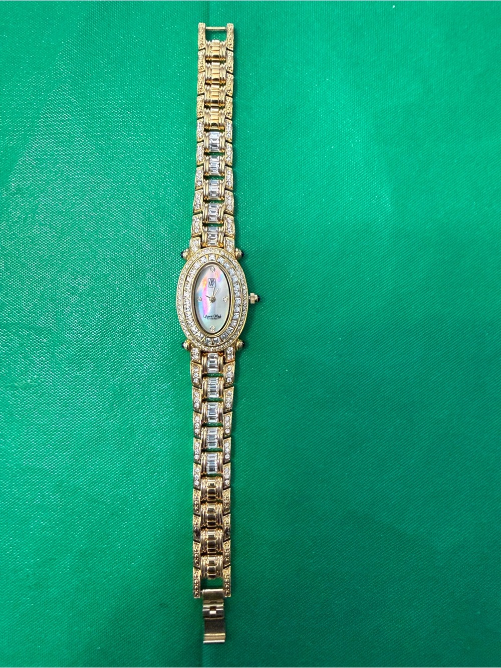 Victoria Wieck Gold-Tone Crystal Oval Mother-of-Pearl Bracelet Watch - Picture 7 of 7